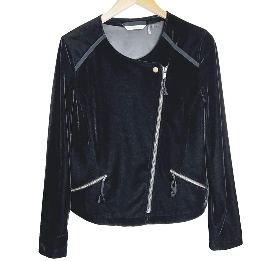 Soft Surroundings Grunge Asymmetric Velvet Cropped Moto Jacket S Black Zip Edgy - Picture 2 of 8